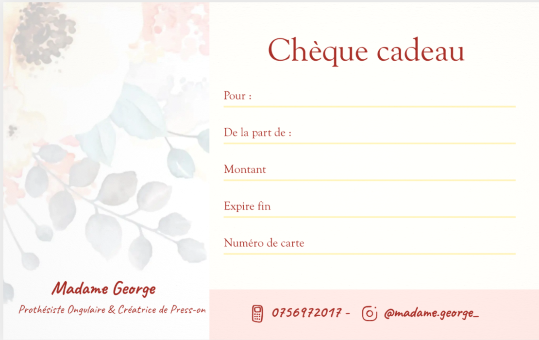 Chèque Cadeau - Madame George